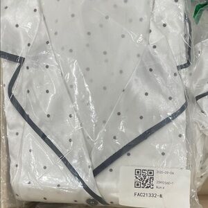 Elegant White Pajama Set with Navy Black Trim